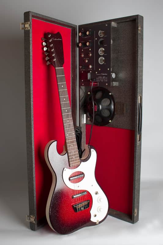 Silvertone Model 1457 Amp-In-Case Semi-Hollow Body Electric Guitar,  made by Danelectro,  c. 1964. image 1