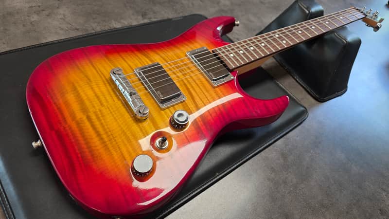 Jackson AT2T MIJ Japan 1997 - Cherry Sunburst Flame Top EMG HH Super Archtop AT1 Strat Pre-Fender Pro Professional 90s Guitar image 1