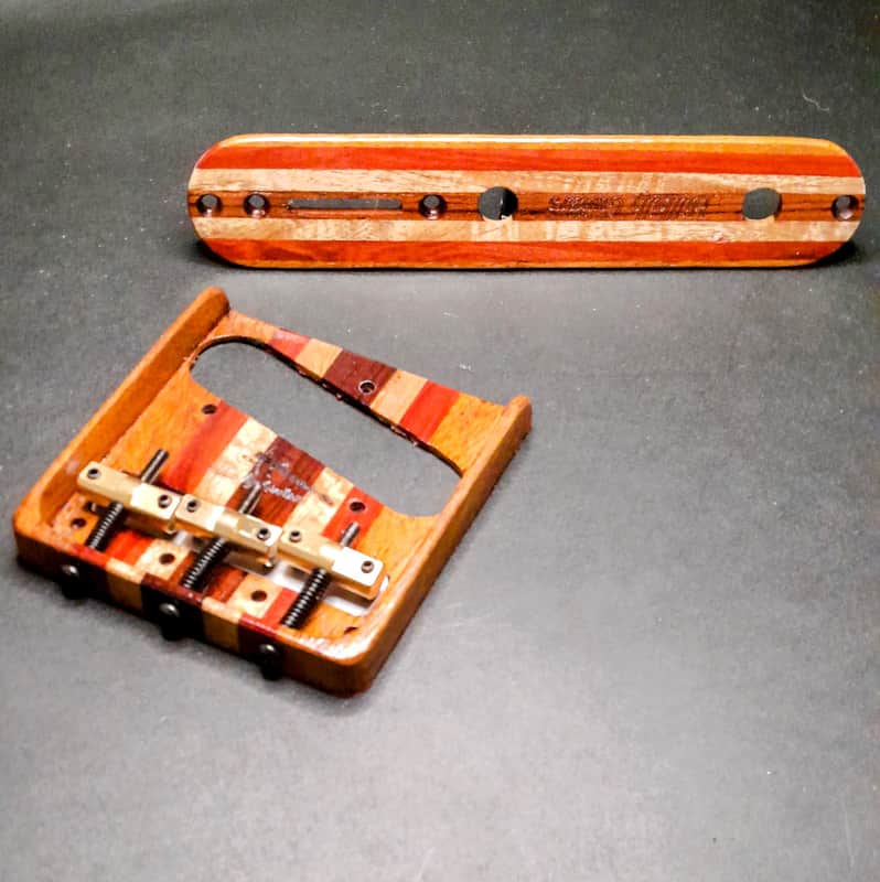 Hillbilly Guitars Custom Exotic Wood Fender Telecaster Bridge w Brass Comp Saddles image 1