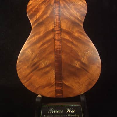 Handmade 8 String Tenor Ukulele, Solid Spalted Maple, Acacia, The Islands Soundhole, Soft-bag, Bruce Wei UG17-3043 image 4