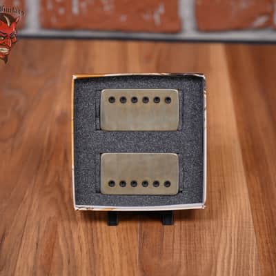 Bare Knuckle Nailbomb Set Aged Raw Nickel Covers w Black Bolts 50mm Standard Spaced Alnico V Magnets image 2