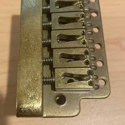Fender USA "The Strat" Gold + Brass Tremolo Bridge for 1980, 1981, 1982 Stratocaster image 2