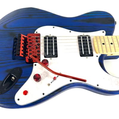 Hot rod, custom blue Hybrid Telecaster style guitar, Floyd rose, coil split image 5