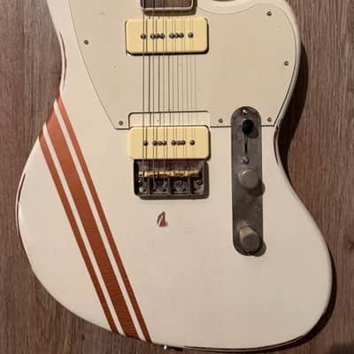 Big River “Jazzcaster” • Aged Vintage White over Met.Copper Nitro • Aged Maple/Rosewood/Binding/Blocks/Matching Headstock • A5P90 image 3