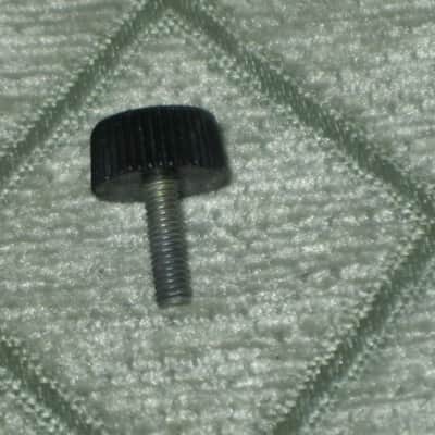 ONE used genuine Boss thumb screw (black hard plastic head) 1990s -2010s - HEAD: Black hard plastic- Top Side has light surface cloudiness, outer sides are ribbed - have some tiny nicks /  threaded shaft is silver color metal (but has discoloration) image 18