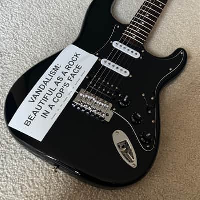 2004 Fender® Squier Kurt Cobain Vandalism Black Stratocaster with Deluxe Gig Bag image 4