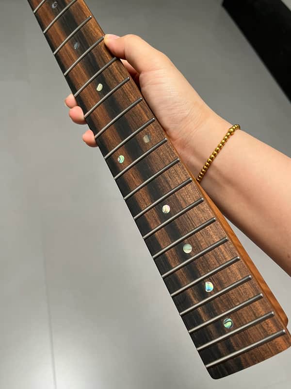 AAAAA Tele Ebony Fretboard Roasted flame Maple Electric Guitar Neck Radius 12inch Round stainless steel 22 frets hole 10mm Radius: 12 inches image 1
