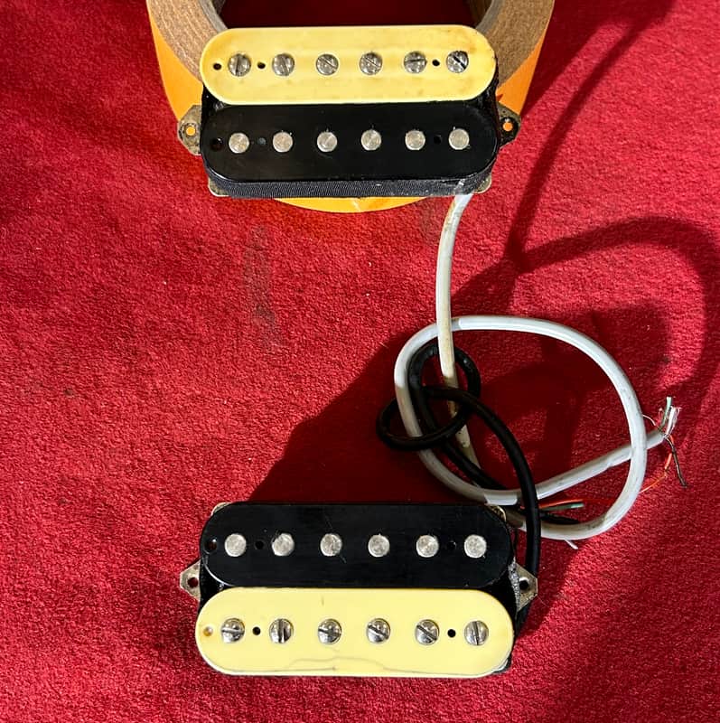 Unmarked Basic Stock 4 Conductor Humbucker Pair (Bridge & Neck) Ready to Install 1990s-2000’s - Black/White image 1