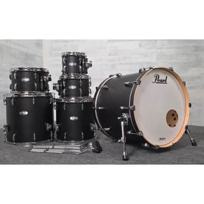 Used Pearl Masters Maple Complete 6pc Drum Set Matte Black Mist - Very Good