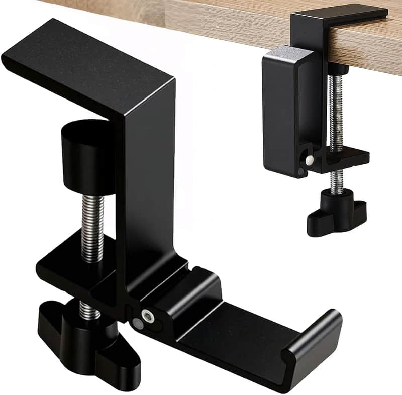 Headphone Stand for Desk, Aluminum Alloy Foldable Headphone Holder - Headset Stand Hook Mount, PC Gaming Headset Holder Under Desk Clamp for Office, Computer, Student Class Table, Handmade Table image 1