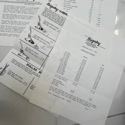 1980's Bigsby Palm Pedal Promotional Sheet + parts price list + bigsby dealer price list image 1