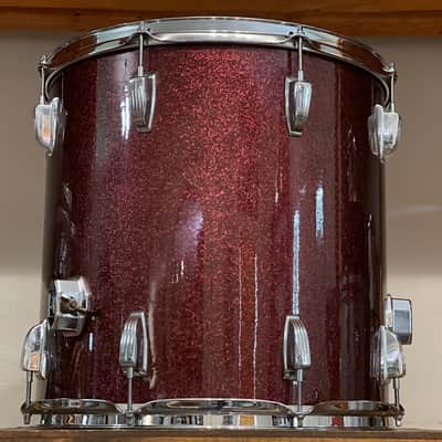 1970's Ludwig 3-Ply Burgundy Sparkle 15x26 13/14/16/18/26 Drum Kit Re-Wrap image 15
