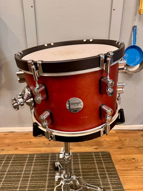 PDP Concept Maple 8x12” Rack Tom in Oxblood Satin Finish with Wood Hoops image 1