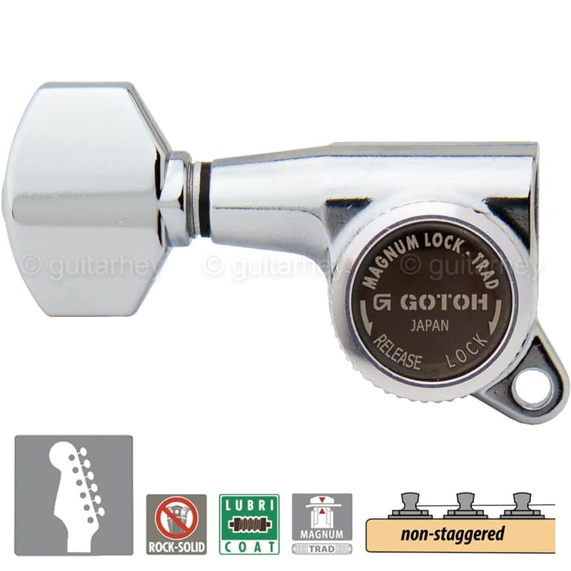 NEW Gotoh SG381-07 MGT 6 In-Line Set Non-Staggered Locking LEFT-HANDED - CHROME image 1