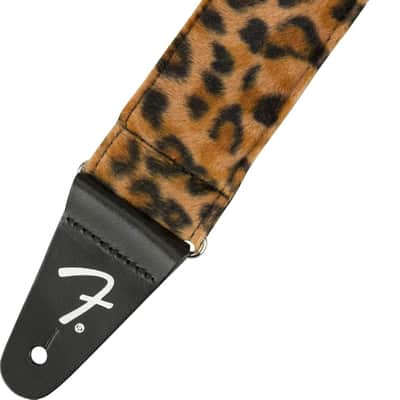 Fender Wild Animal Print Guitar Strap, Guitar Accessories, Adjustable Length from 34" to 59", Leather Ends, 2in, Leopard image 2