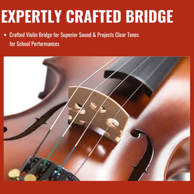 4/4 Full Size Violin for Adults - Solid Wood, Spruce Top, Maple Back, Bow, Hard Case, Shoulder Rest, Tuner, Extra Strings & Rosin image 2