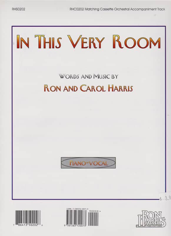 Ron Harris Publications "In This Very Room" Sheet Music by  Ron and Carol Harris 1979 image 1