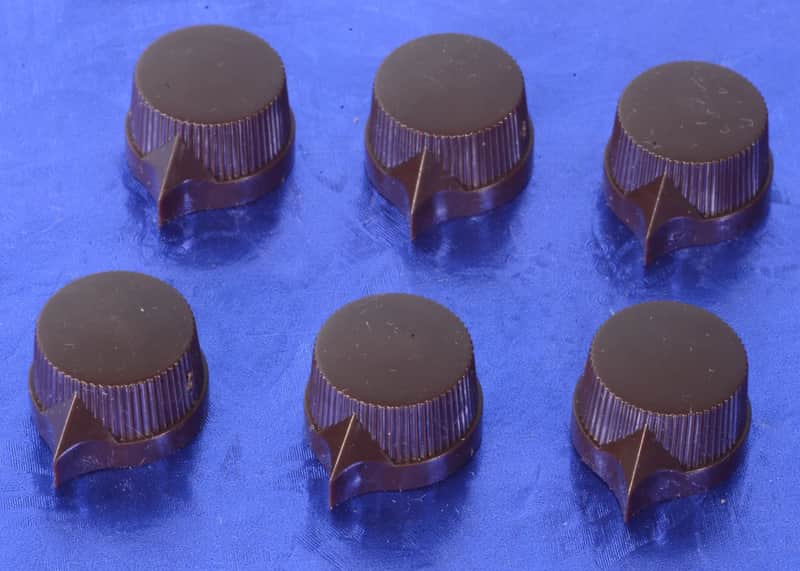 Six Dark Chocolate Brown Pointer Set Screw Knobs For Amps, Effects, Studio Gear #BRPK1 image 1