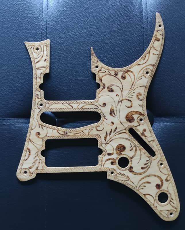 Pickguard for ibanez RG770 hand engraved wood image 1
