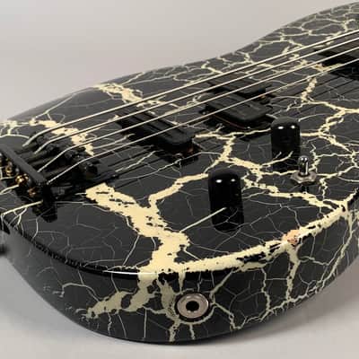 ESP M-IV Fretless Bass 1980's Black/White Crackle image 8