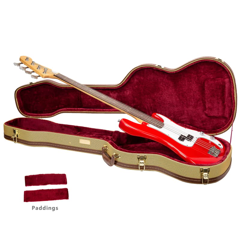Crossrock Wood Case fits right-hand Precision Bass Style Guitars-Vinyl Tweed image 1