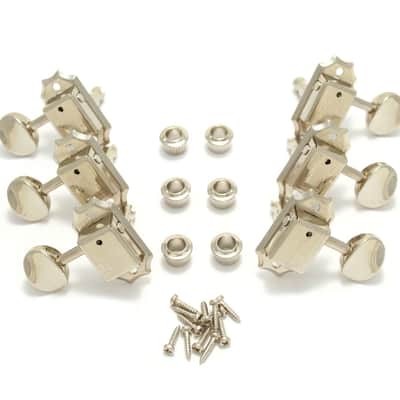 133N Grover Nickel Round Button Vintage 3+3 Sta-Tite Tuners