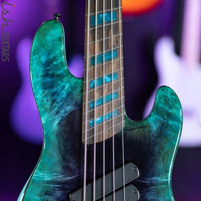 Dingwall Super J 5-String Buckeye Burl Purple to Turquoise Reverseburst image 3