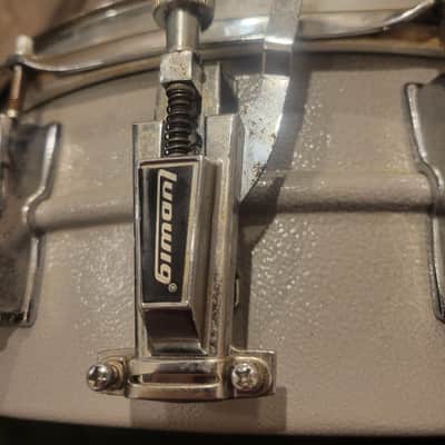 LUDWIG,1979,Grey Textured Painted,Acrolite Snare Drum - 5" X 14" image 11