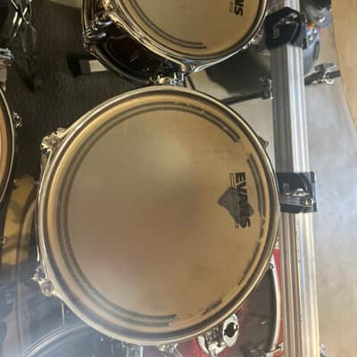 PDP PDCM2217RB Concept Maple Series 7x8/8x10/9x12/12x14/14x16/18x22/5.5x14" 7pc Shell Pack with Chrome Hardware 2010s - Red to Black Sparkle Fade image 5
