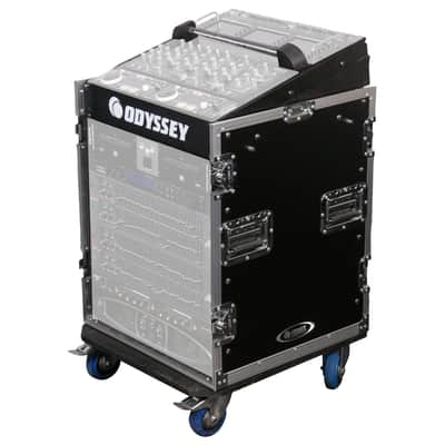 Odyssey FZ1112W 11U Top Slanted 12U Vertical Combo Rack Case with Casters image 1