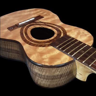Solid Flame Curly Maple Top on Bastogne Walnut Tenor Ukulele - SCJ Jazz Hat #121 2025 - French Polish Gloss image 2