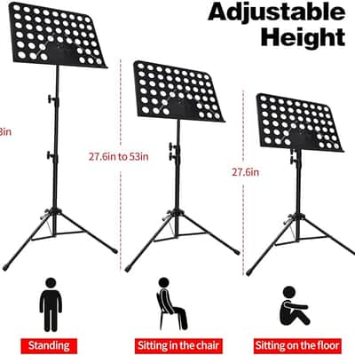 Sheet Music Stand, Adjustable Music Stand with Carrying Bag, Professional Music Book Holder Music Sheet Clip Holder for Guitar, Ukulele, Violin Players(1 Pack) image 2