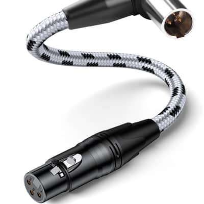 Right Angle Mini XLR to XLR Cable, Professional 3-Pin Mini XLR Male to XLR Female Adapter for Balanced Audio Microphone Cord (1.5 FT / 0.5 Meter, Braided) image 1