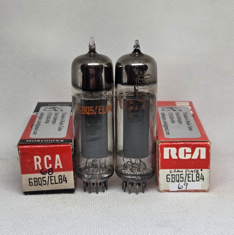 RCA 6BQ5 Gray Plate Almost Perfectly Matched (1.4%) Pair NOS EL84 image 1