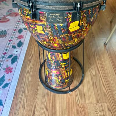 Remo Vintage RARE MASSIVE 27"x16" Leon Mobley Djembe in DISCONTINUED FINISH image 2