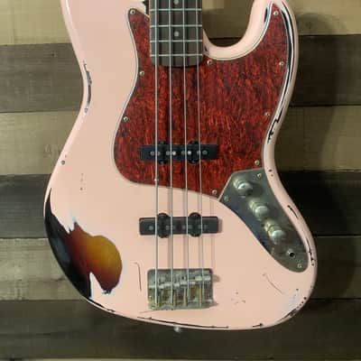 Real Life Relics Squier Jazz Bass Shell Pink Refinish Nitro Lacquer image 2