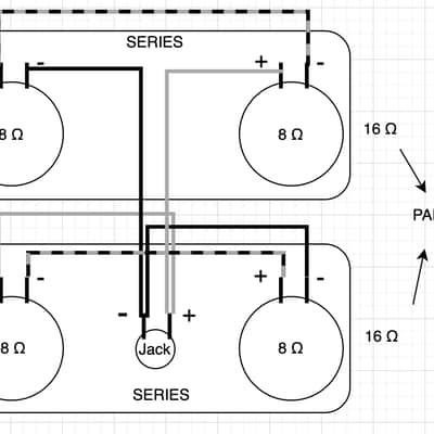 Wiring Harness Layout #2 for Single Cab / 4x12 / 4x10 / 4x15 with Series and Parallel Connection, Vintage Style Speaker Cable, Switchcraft 1/4” Input Jack image 10