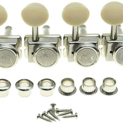 6 Inline Guitar Vintage Style Locking Tuners Guitar Tuning Keys Guitar Lock Machine Heads for Strat Tele Nickel with Ivory Button image 1