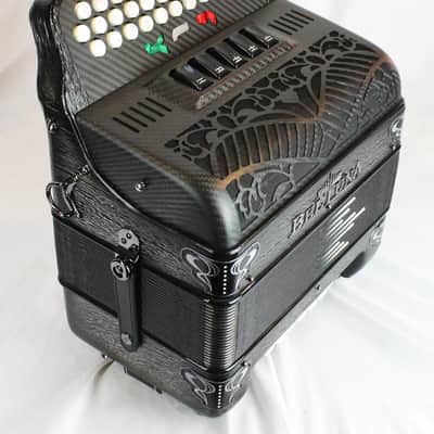 NEW Antique Silver Beltuna "Azteca" Cuadro Vivo Diatonic Button Accordion LMM 34 12 FBbEb Fa image 4