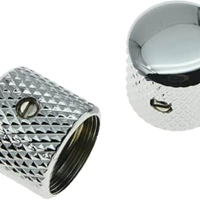 Set of 2 Chrome Metal Guitar Dome Knobs Bass Knob with Set Screw for Telecaster/Tele Guitar image 2