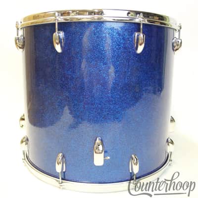 Slingerland 20x18"Blue Sparkle 3Ply Mahogany Floor Tom Vintage 50s Bass Drum USA image 3