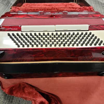 Scandalli  Maestrina Accordion 120 Bass With Case 1950s Pearl Red image 7