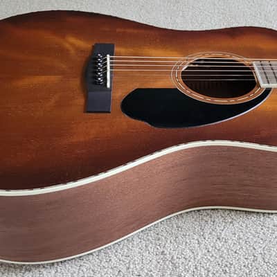 Fender PD-220E Dreadnought Acoustic Electric Guitar, Aged Cognac Burst, Hard Shell Case image 4