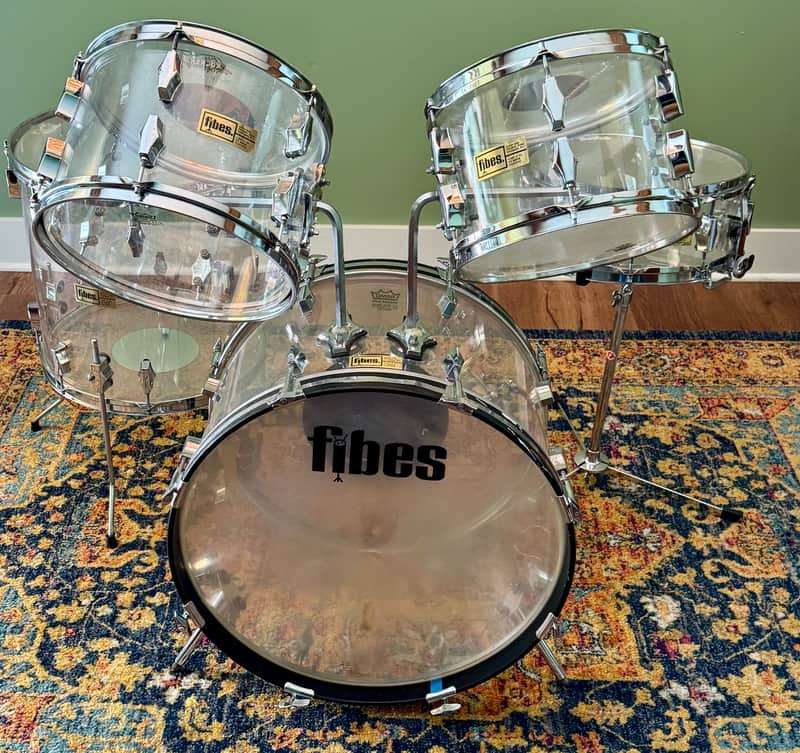 Fibes Vintage 70's 5 Piece Acrylic Drum Set Rare image 1