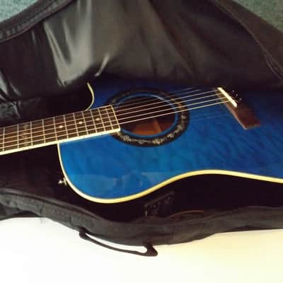 Fender T-Bucket 300CE Hot Rod Series, Quilt Maple Blue Top, Acoustic Electric Guitar With GigBag image 17