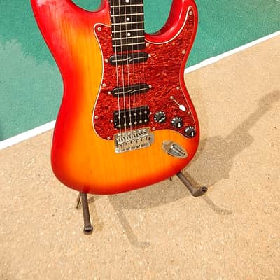 Partscaster Strat Moses Graphite Neck Fralins Cherry Sunburst Modulus image 3