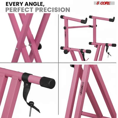 5 Core 2 Tier Keyboard Stand Combo Heavy Duty Adjustable Piano Stand with Extension Arm image 7