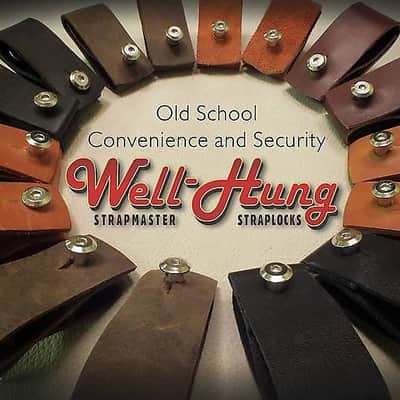 Well-Hung Old School Leather Guitar Strap Locks - various colours image 6