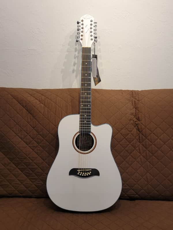 Oscar Schmidt OD312CEWH Dreadnought Cutaway Style Mahogany Neck 12-String Acoustic-Electric Guitar image 1