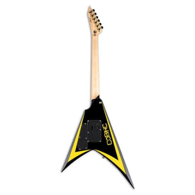 ESP LTD Alexi Laiho Arrowhead 20th Anniversary Guitar - Black w/Yellow Pinstripe image 8